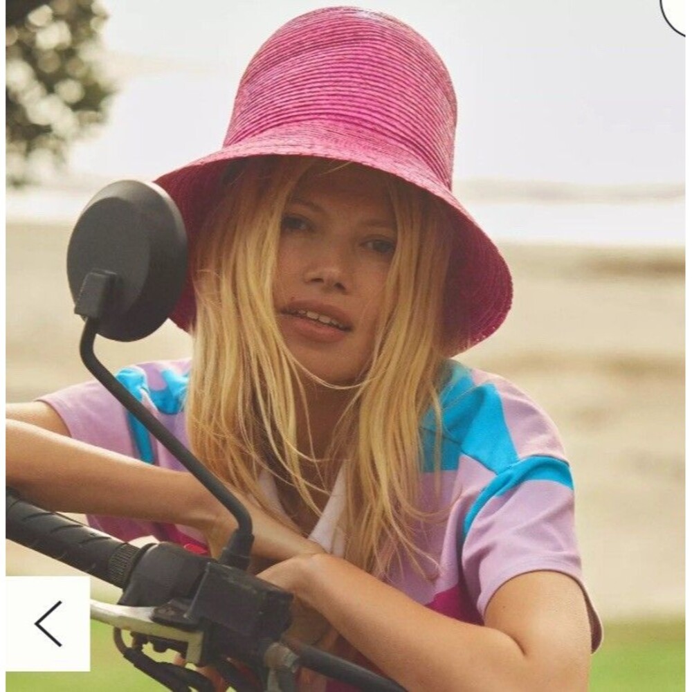 Anthropologie ASN High-Crown Straw Bucket Hat